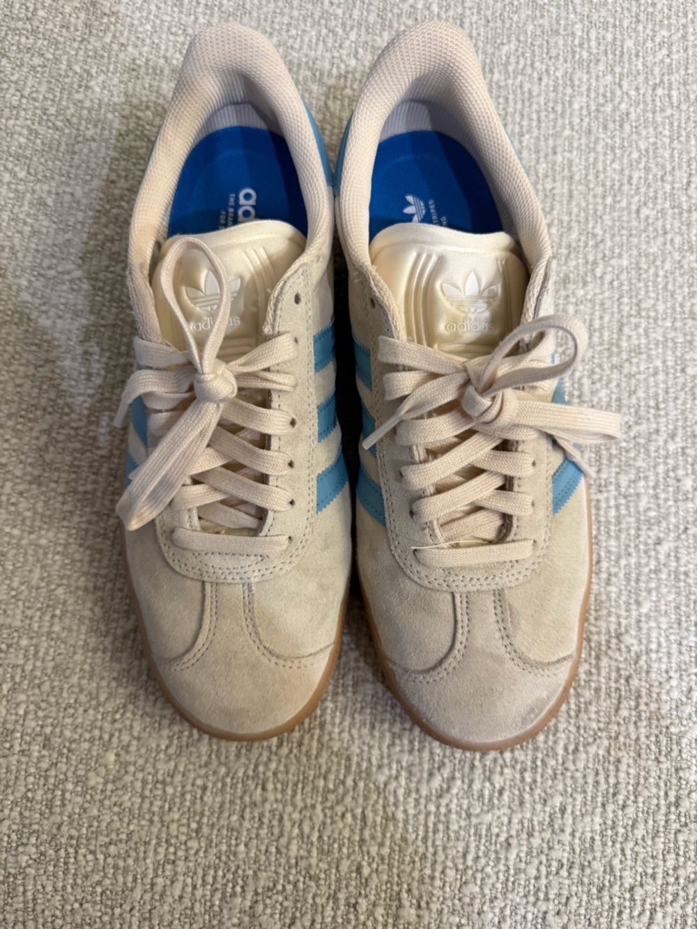 adidas Beige and Light Blue Low-Top Sneakers